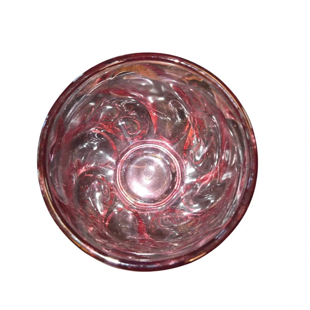 Fenton Signed Candy Dish Pink Paisley Swirl VTG Glass Lid Pedestal Bowl 7.5X5X5